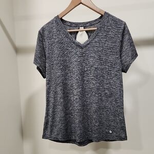 Bally Black & White Space-Dye V-Neck Short Sleeve Tee